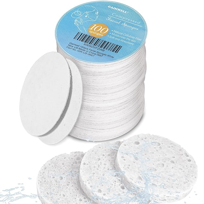 GAINWELL 100PCS Compressed Facial Sponges, by GAINWELL