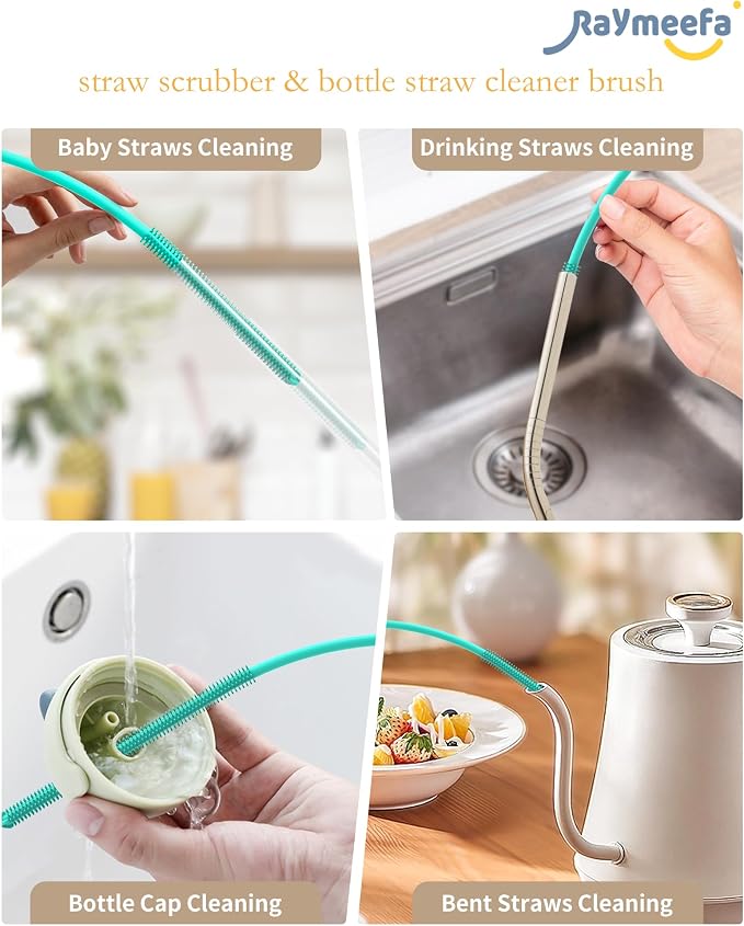 Extra Long Straw Cleaner Brush, Reusable and Soft Silicone Straw Cleaning Brush - Image 2