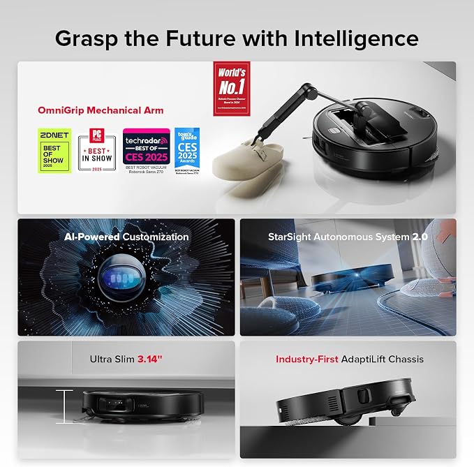 roborock Saros Z70 Robot Vacuum and Mop, OmniGrip Arm, AI-Powered, 000Pa Suction - Image 2