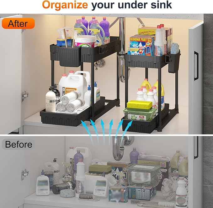 4 Pack Under Sink Organizer, Bathroom Organizers and Storage, 2 Tier Multi-Use - Image 3