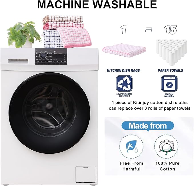 Kitinjoy Cotton 8 Pack Terry Kitchen Towels, 16 x 25 Inches Super Soft and - Image 5