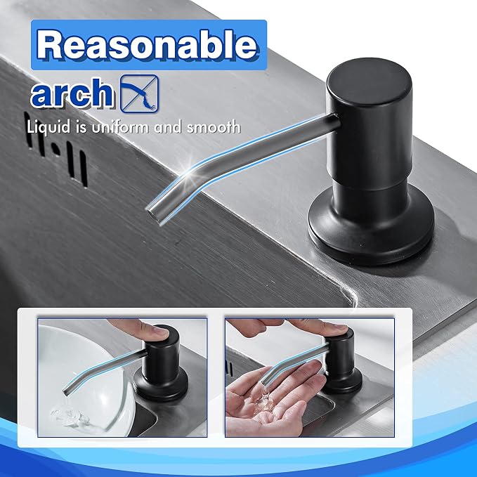Built in Soap Dispenser for Kitchen Sink WEWE, Stainless Steel Matte Black in - Image 2