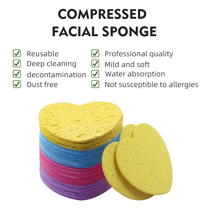 50-Count Facial Sponges Compressed, 100% Natural Cellulose Face Sponge - Image 4