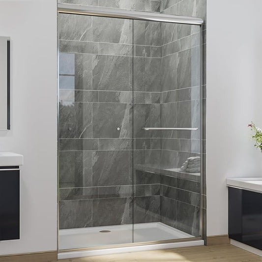 SUNNY SHOWER Double Sliding Shower Door Semi-Frameless Shower Enclosure 1/4 by SUNNYSHOWER