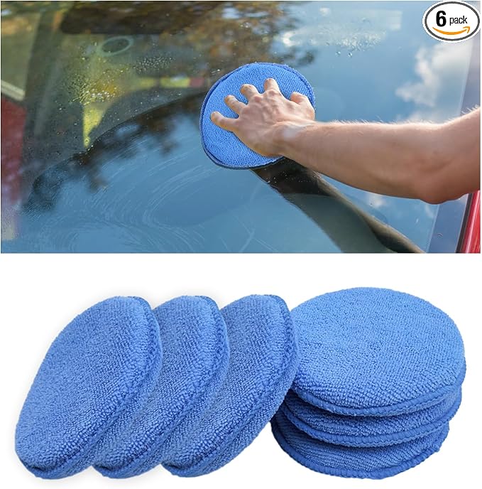 Ziciner 6 Pack Car Microfiber Applicator Pads, Car Wax Foam Buffing and by Ziciner