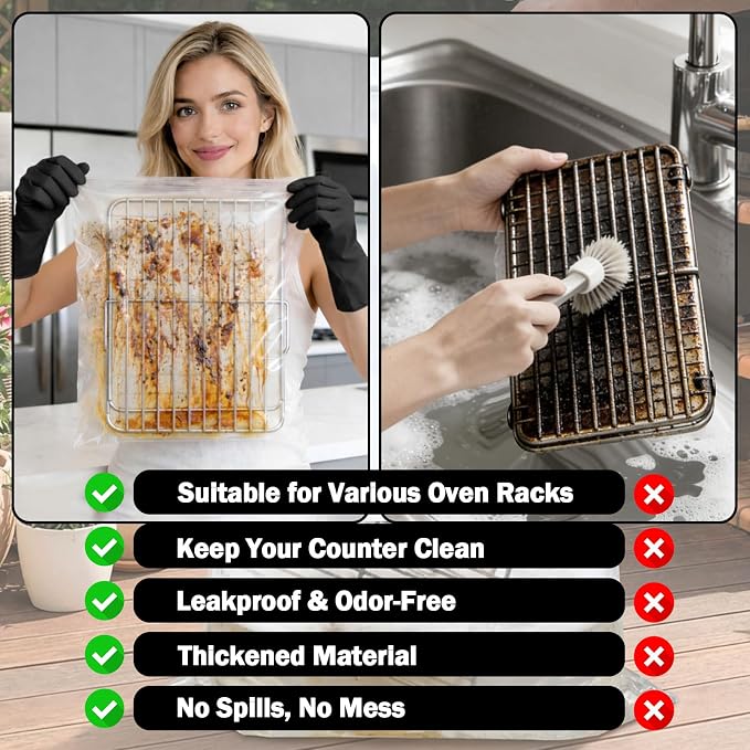 Mity Rain 5 Packs Oven Rack Cleaning Bag Kit, Reusable No-Scrub Oven Rack - Image 3