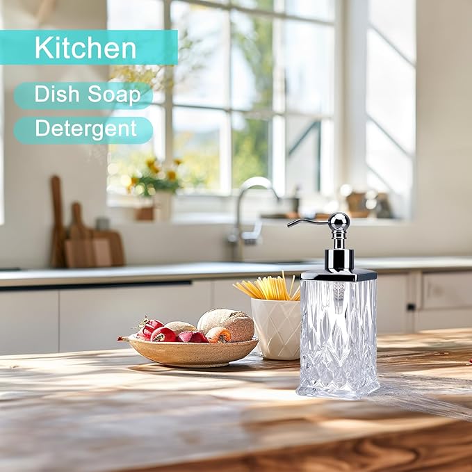 10Oz Clear Glass Soap Dispenser, Handcrafted Lead-Free Glass, Hand Sanitizer - Image 6