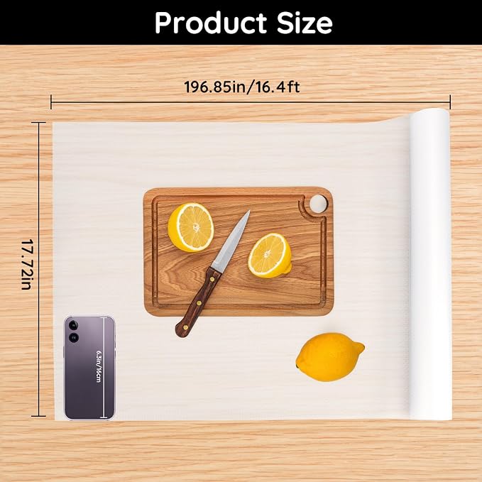 Kitchen Cabinet Liners for Shelves, 17.7" W x 197" L x 0.03" T, Non Adhesive - Image 2