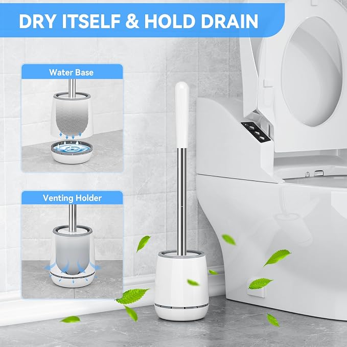 Toilet Brush, Space Saving Toilet Bowl Brush - Image 5