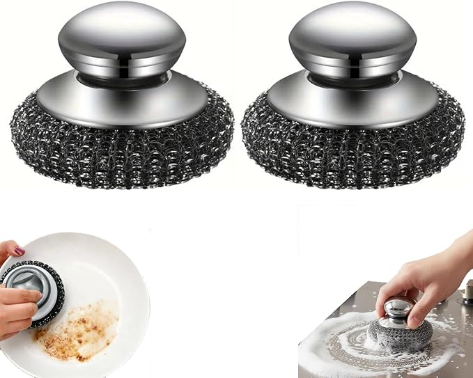 2Pcs Stainless Steel Wool Scrubber, Scrubbing Scouring Pad, Steel Wool Scrubber by Unknown
