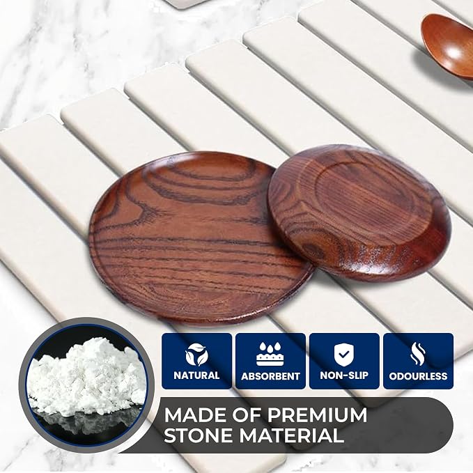 Large Stone Dish Drying Mat for Kitchen Counter, Instant Drying Pad, Super - Image 4