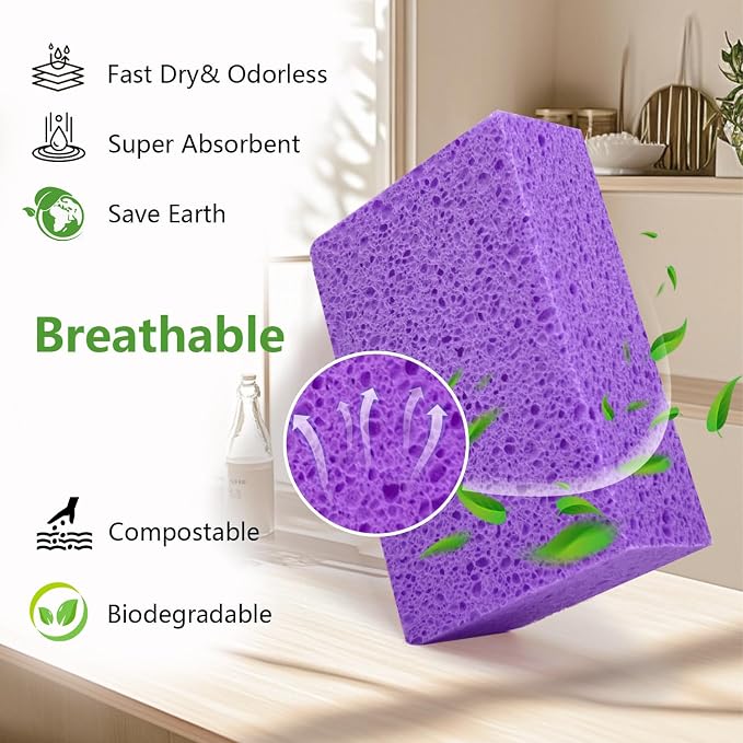 Cleaning and Washing Sponge, 3 Pack Large Extra Thick Heavy Duty Sponge - Image 4