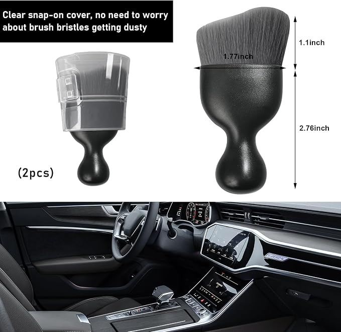 Ziciner 2 PCS Car Detailing Brush, Curved Soft Bristles Auto Removal Dust - Image 2