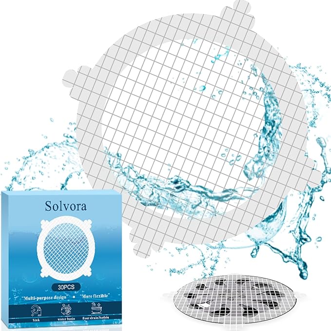 30 Pack Disposable Shower Drain Hair Catcher Shower Drain Mesh Stickers by Solvora