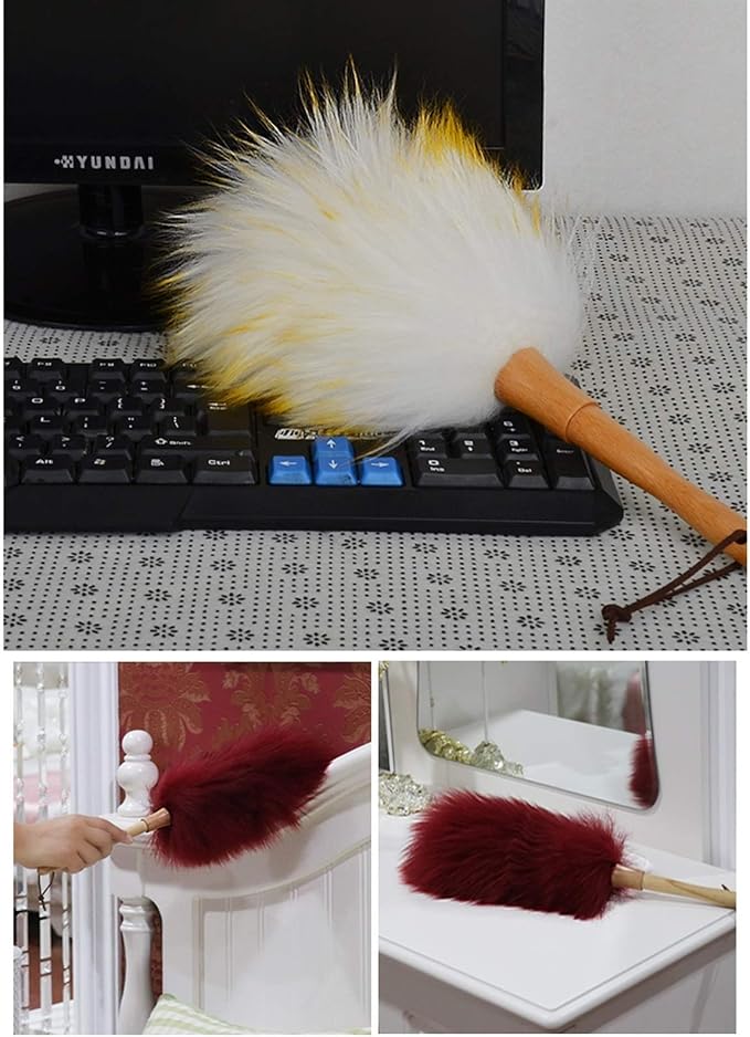 Pure Lambs Wool Duster with Wood Handle, Fluffy Lambswool Duster, Thicken - Image 5