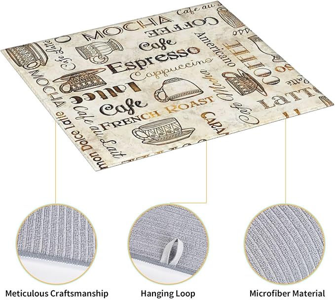 Coffee Pattern Dish Drying Mat 16x18 inches Microfiber Absorbent Fast Dry Mat - Image 3