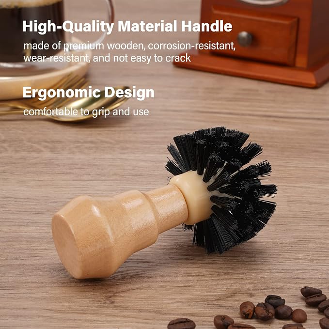 Coffee Portafilter Basket Cleaning Brush, Stiff Bristles and Wood Handle Coffee - Image 6