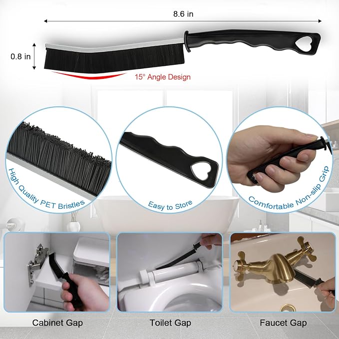 9 Pack Crevice Cleaning Brush Set, Hard Bristle Detail Brush Set - Image 3