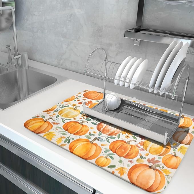 Fall Pumpkin Thanksgiving Dish Drying Mat - Image 5