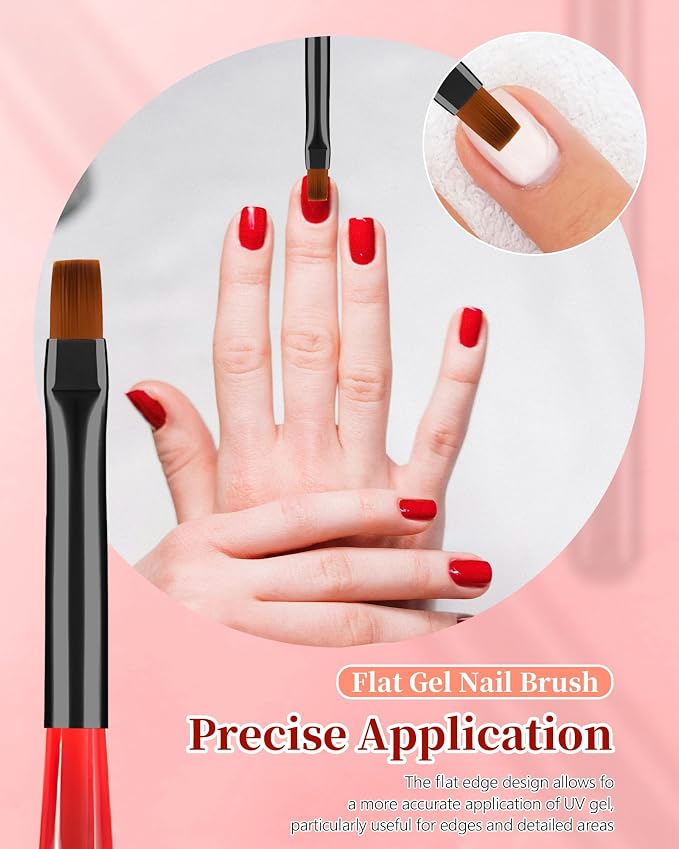 3PCS Nail Art Clean Up Brushes, Round/Angled/flat Acetone Resistant Gel Nail - Image 5