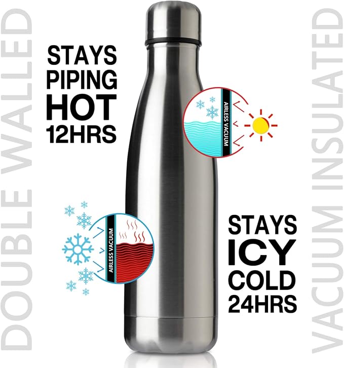 MEWAY 17oz Sport Water Bottle 8 Pack Vacuum Insulated Stainless Steel - Image 2