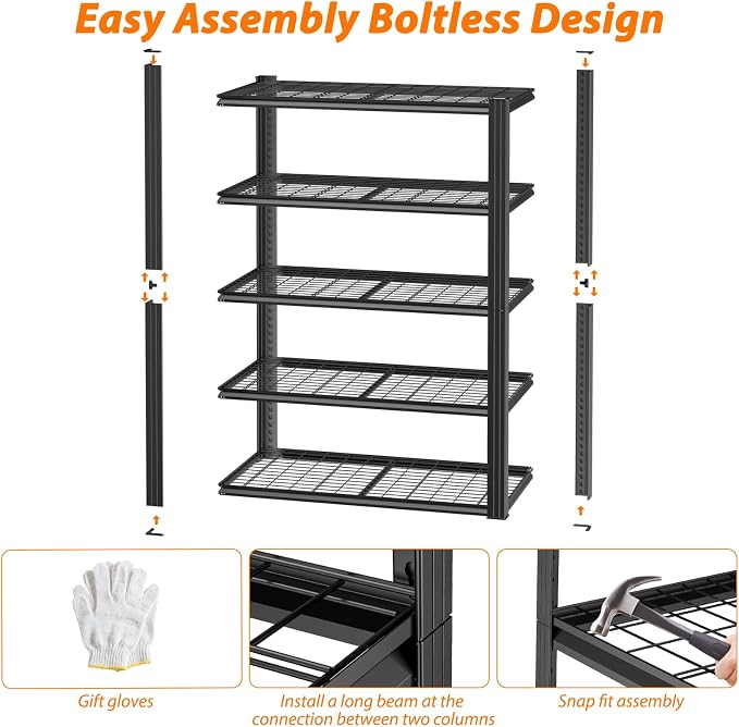 ROOMTEC 48" W Garage Shelving Heavy Duty, 2800LBS Storage Shelves, 5-Tier - Image 7