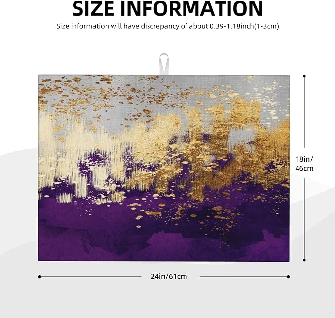 Purple Gold Abstract Art Dish Drying Mat - Image 6