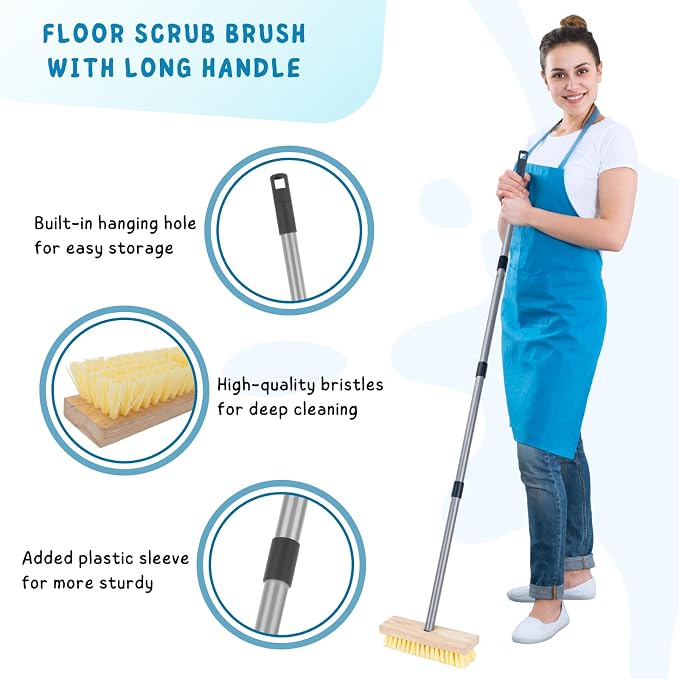 Floor Scrubber Brush with Long Handle - Image 3
