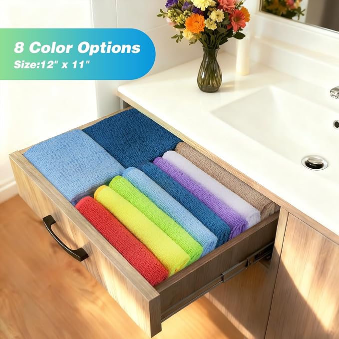 HOMEXCEL Microfiber Cleaning Cloth, 24 Pack Absorbent Cleaning Rags - Image 2