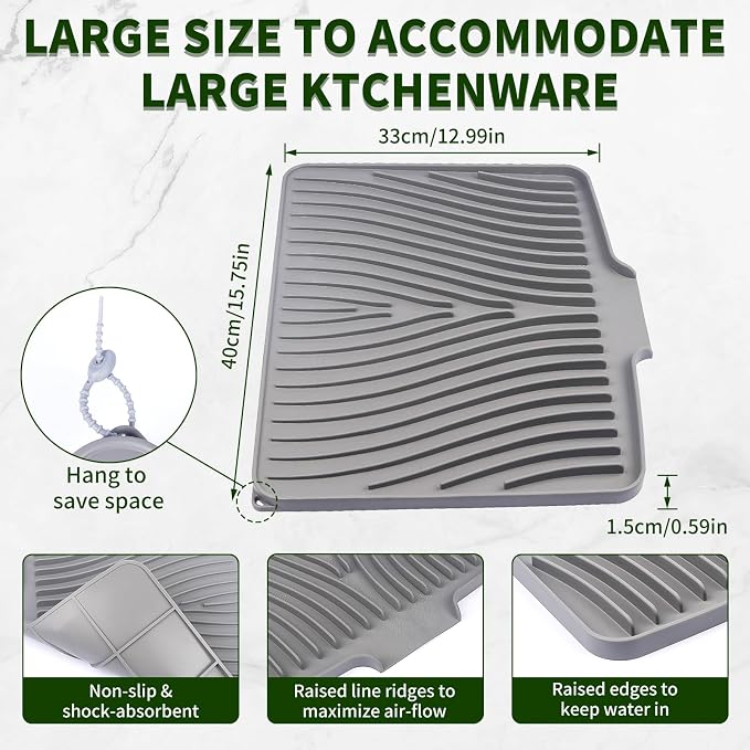 Silicone Dish Drying Mat 16x13 Multiple Usage, Easy clean, Eco-friendly - Image 4