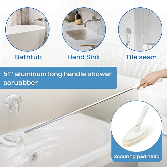 Qaestfy Shower Scrubber Cleaning Brush Combo Bath Tub Tile Cleaner Scrubber - Image 2