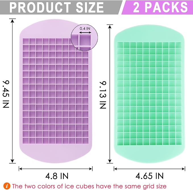 Silicone Mini Ice Cube Trays 2 Pack, 160 Crushed Ice Cube Molds, Easy Release - Image 2
