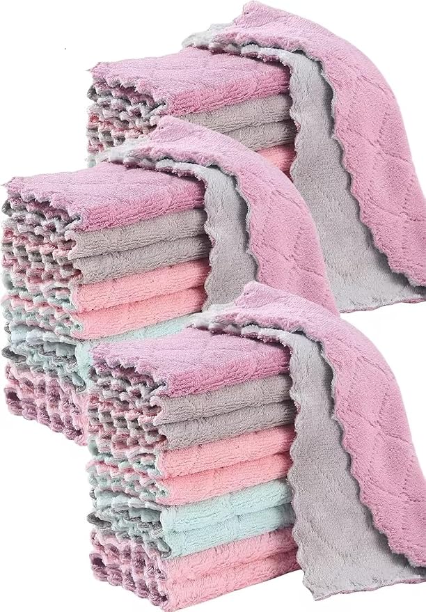 24 Pack Kitchen Dish Cloths Dish Towels, Super Soft and Absorbent Coral Fleece by Unknown