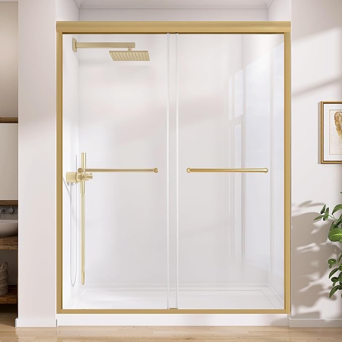GETPRO Shower Door 56-60 in. W x 75 in. H Semi-Frameless Double Sliding Glass by GETPRODeluxeBathroomSolutionExpert