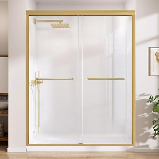 GETPRO Shower Door 56-60 in. W x 75 in. H Semi-Frameless Double Sliding Glass by GETPRODeluxeBathroomSolutionExpert