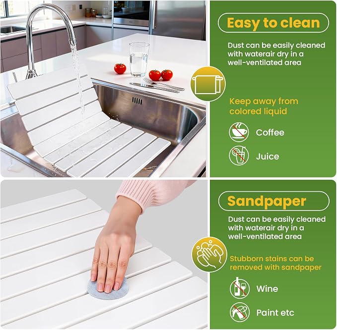Stone Dish Drying Mat for Kitchen Counter, Super Absorbent Diatomaceous Earth - Image 6