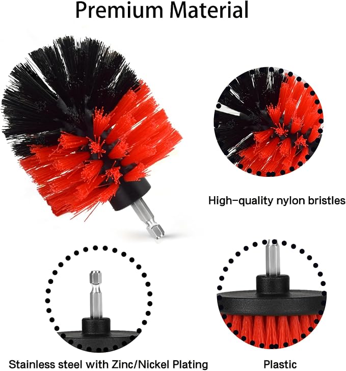 8 Pack Drill Brush Attachment Set, 1/4in Power Scrubber Brush + Extend Long Rod - Image 4