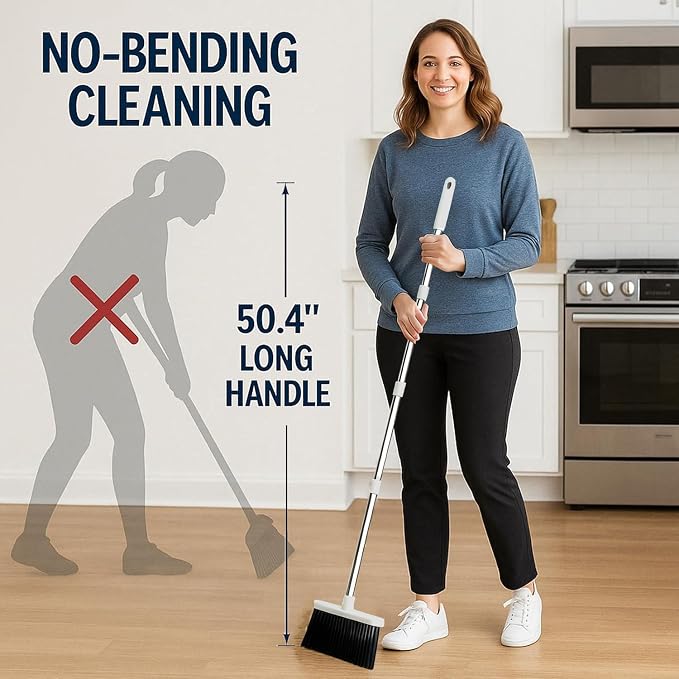 Broom and Dustpan Set, Standing Dustpan Broom Set, Broom - Image 4