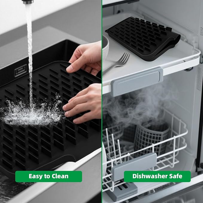 LONGKING Black Non-Slip Dish Drying Mat - Image 3