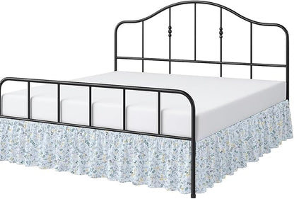 Cottington Lane Ruffled Bed Skirt Full Size with Split Corner, Brushed Microfiber Hotel Quality Dust Ruffle, 24 Inch Drop Gathered Bedskirt, Soft, Stylish, Shrink & Fade Resistant, Garden Bloom