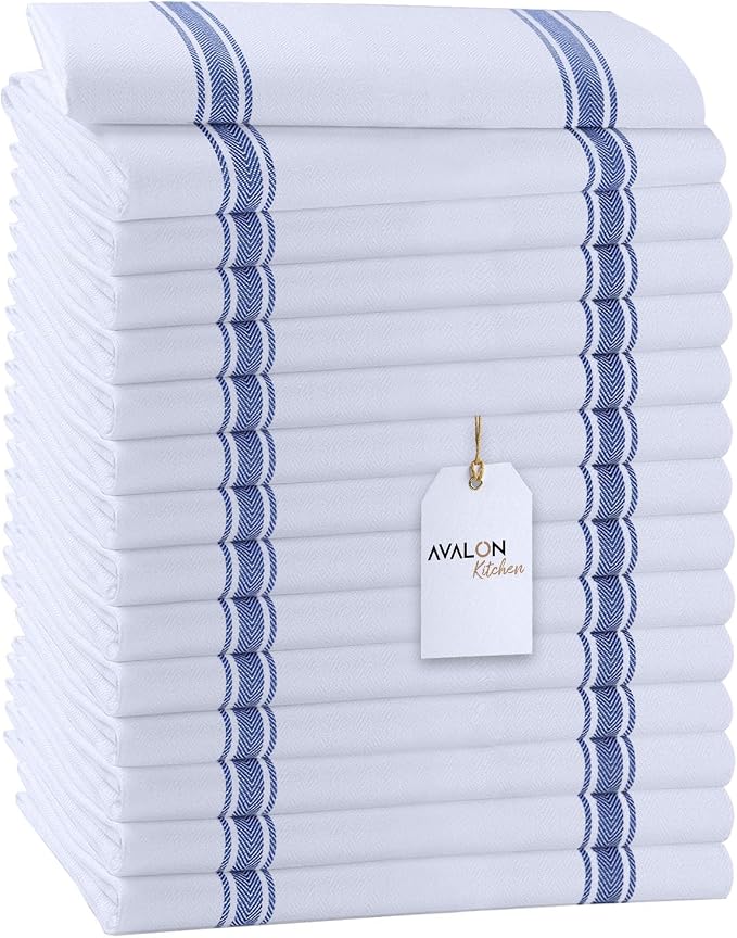 Dish Towels Set Size 15x25 Inch, 100% Cotton Soft & Absorbent Linen Kitchen by Avalon+Kitchen