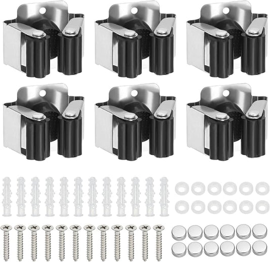 PATIKIL Broom and Mop Holder, 6 Pack Wall Mounted Stainless Steel Mop Hanger by PATIKIL