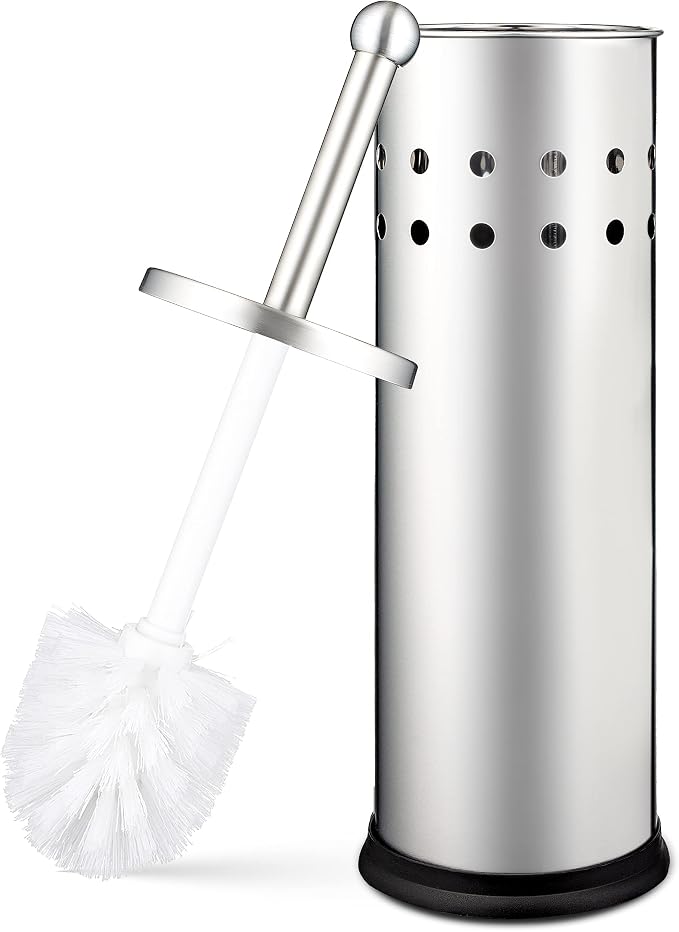 Home Intuition Polished Chrome Stainless Steel Vented Toilet Brush and Holder by HomeIntuition