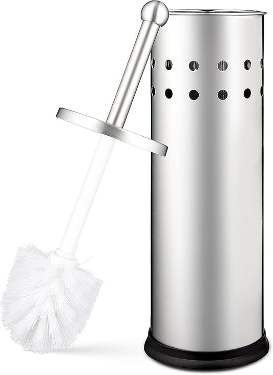 Home Intuition Polished Chrome Stainless Steel Vented Toilet Brush and Holder by HomeIntuition