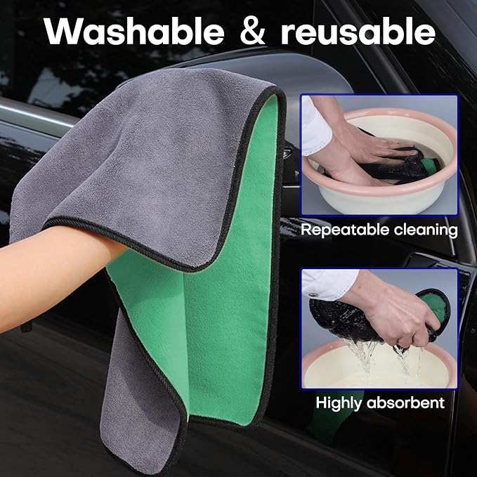 Hovom 3PCS Car Microfiber Towels, 23.62"×11.81" Lint-Free Microfiber Towels - Image 5