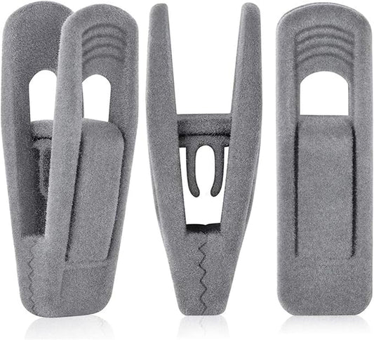 Grey Velvet Hangers Clips, Non-Slip Strong Velvet Hangers Clips by TOFIIGREM