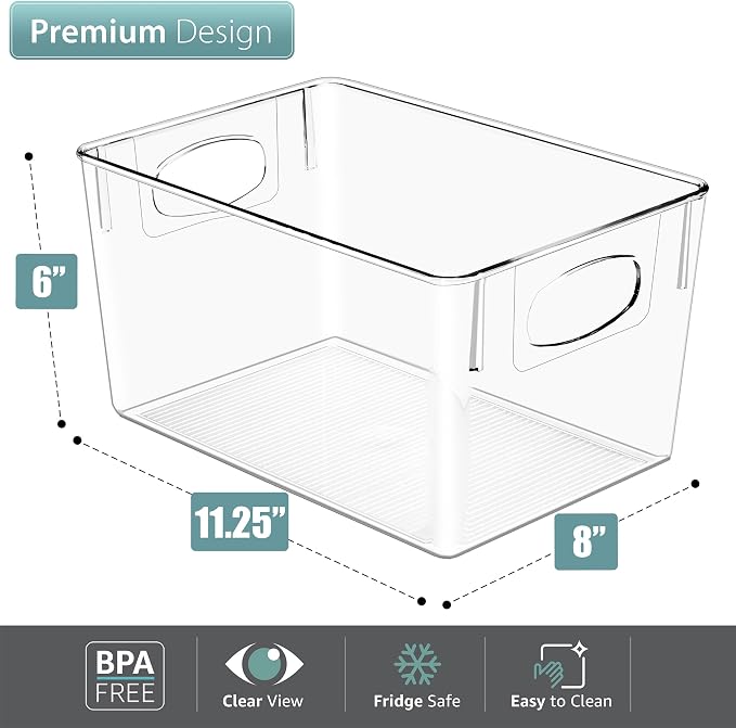 Sorbus 4 Pack Large Clear Plastic Storage Bins, Refrigerator, Under Sink - Image 3