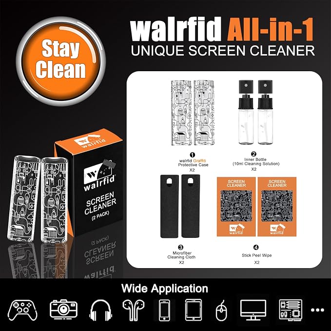 walrfid 2 Pack Car Screen Cleaner, Computer Screen Cleaner Spray and Wipe - Image 2