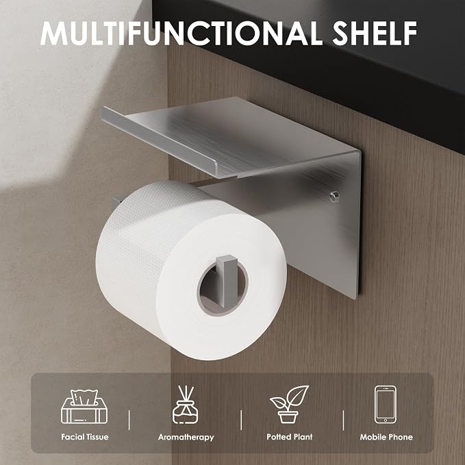 Auxmir No Drilling Self Adhesive Toilet Paper Holder, Premium Rustproof SUS304 - Image 8