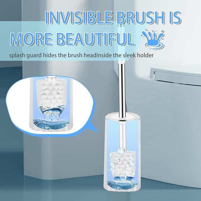 Toilet Brush and Holder Set, Compact Toilet Bowl Brush - Image 5
